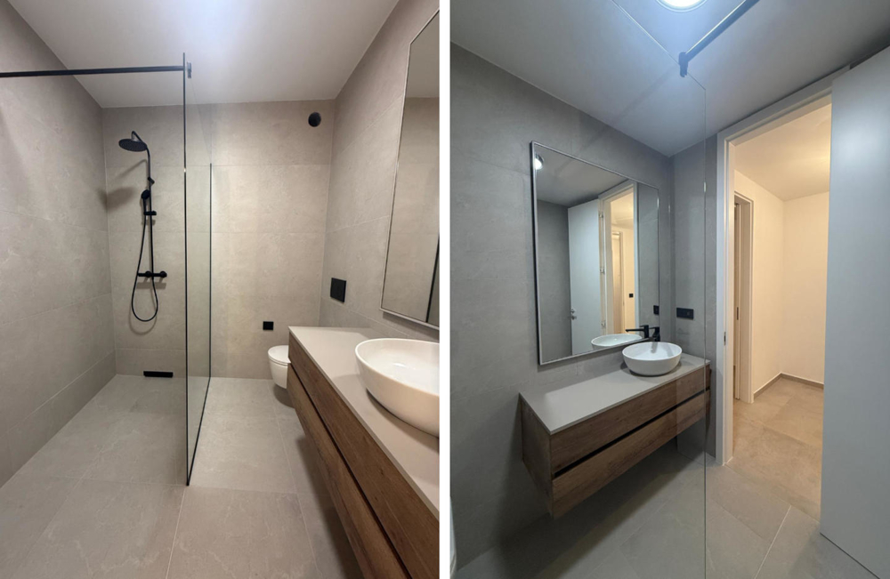 La salle de bains moderne de la villa sur Pag à Novalja.