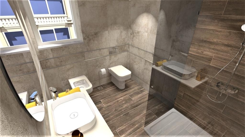Salle de bains avec douche moderne et lavabo dans une villa à Vrbnik, île de Krk, biens immobiliers Croatie, Vrbnik, villa à vendre île de Krk