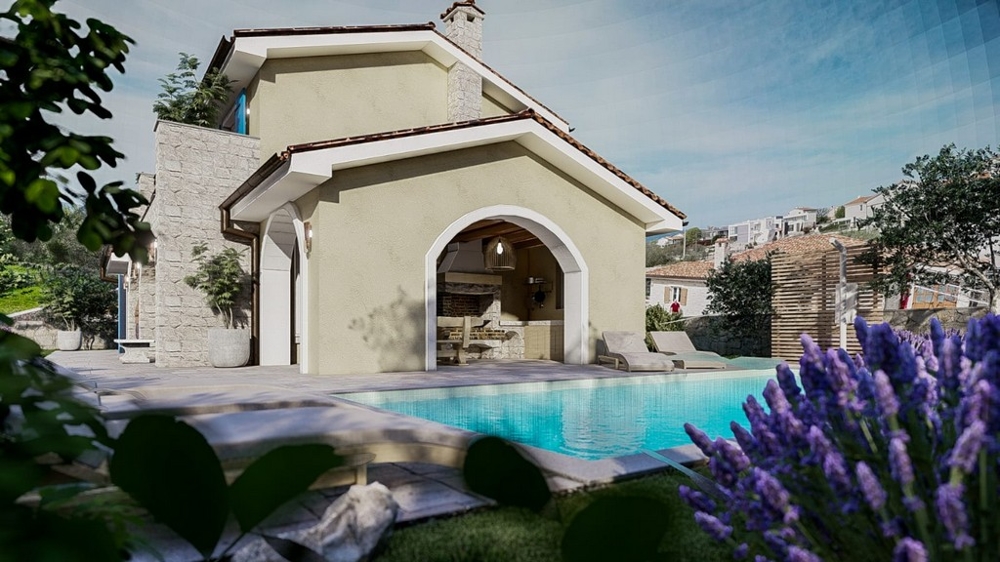 Villa méditerranéenne avec piscine et terrasse couverte sur l'île de Krk