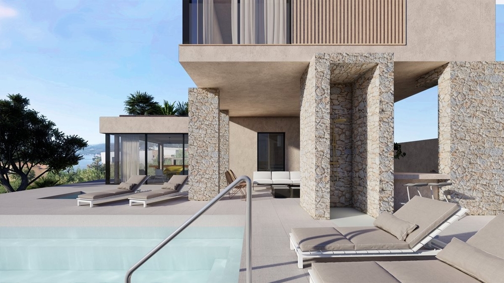 Phase de construction actuelle de la villa H3358, proposée à la vente en Croatie.