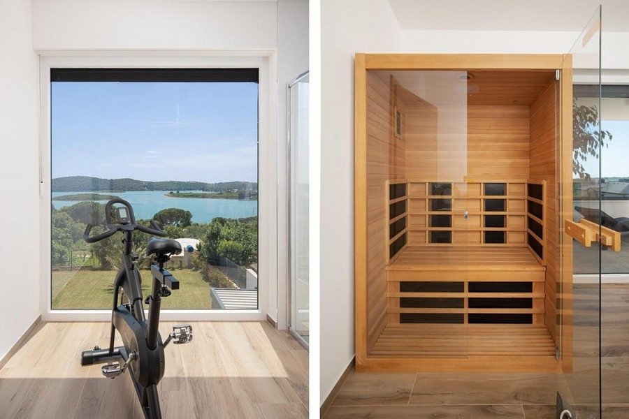 Espace fitness et sauna de la villa H3414 en Croatie.