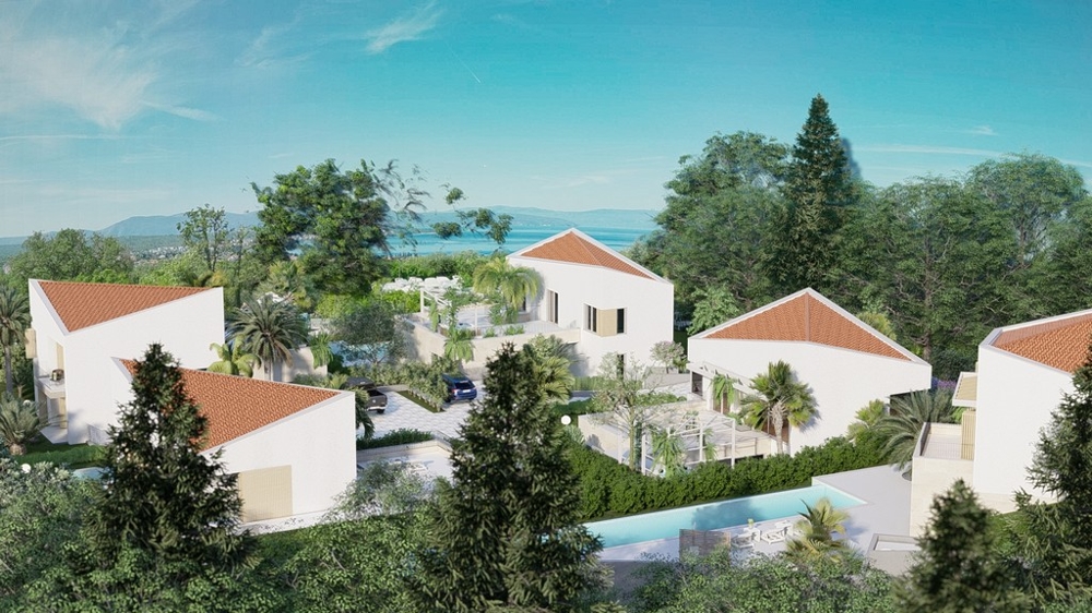 Vue depuis la villa du haut sur le domaine.