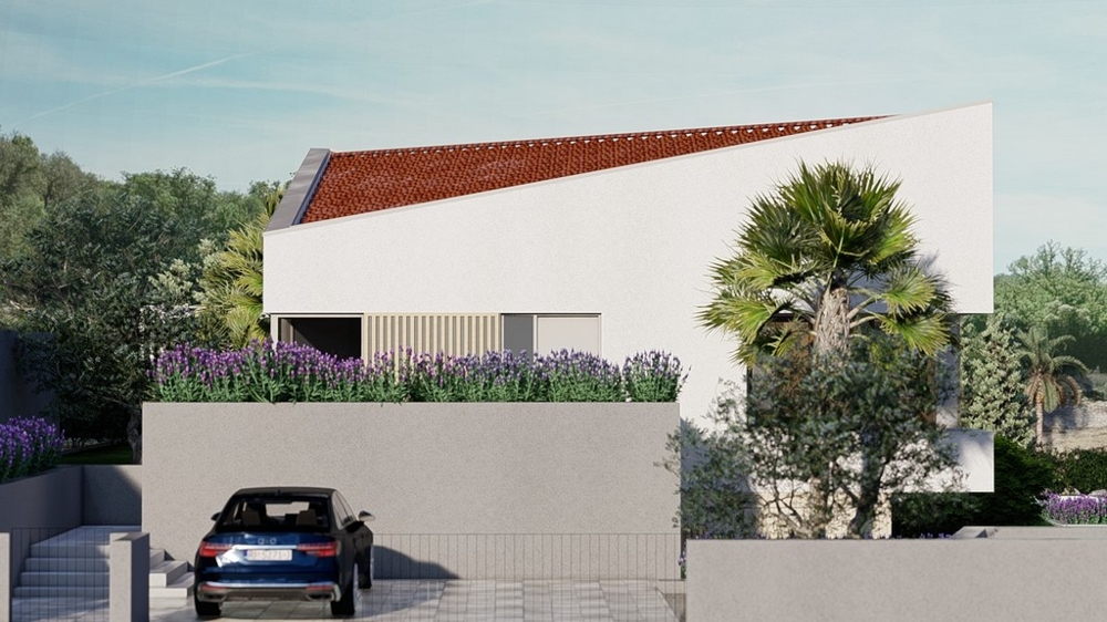 Arrière de la villa H3474, en vente en Croatie sur l'île de Krk.