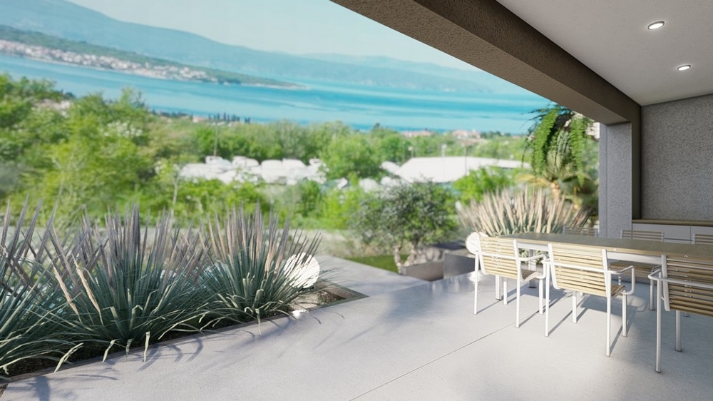 Terrasse avec vue mer et aménagement moderne