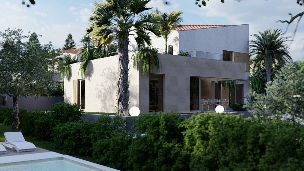 Villa avec grande terrasse et espace piscine