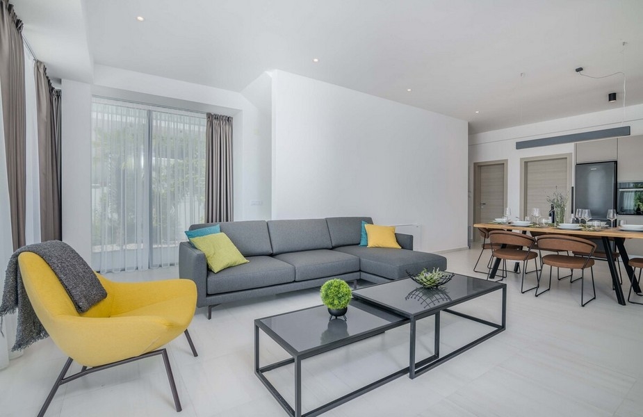 Salon lumineux avec aménagement moderne