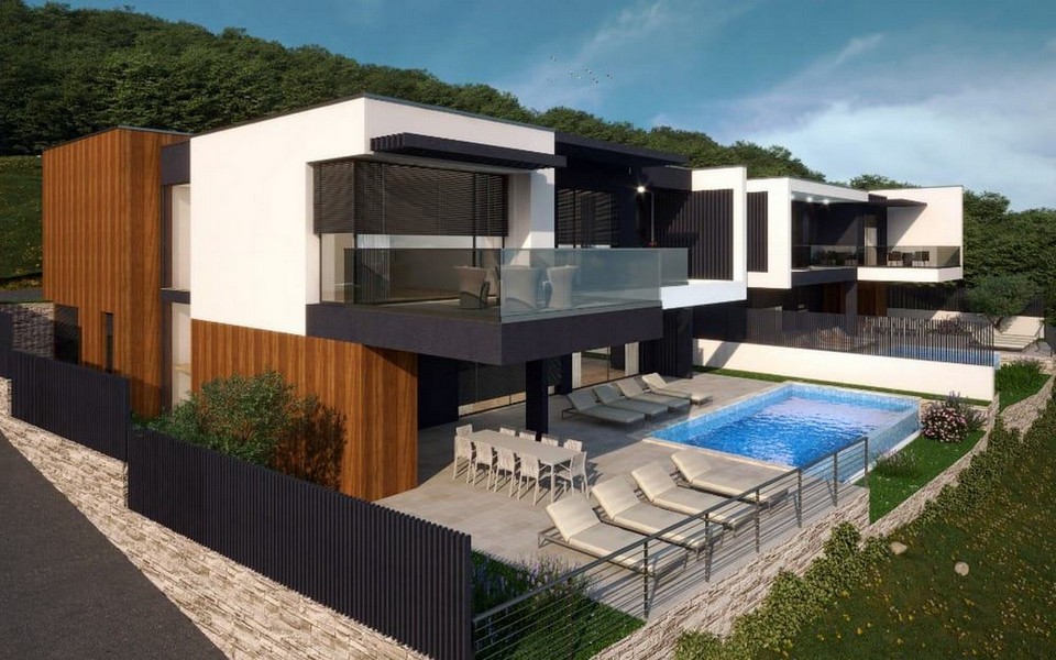 Visualisation d'une villa de luxe moderne avec piscine