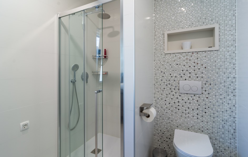 Salle de bains moderne avec douche et WC