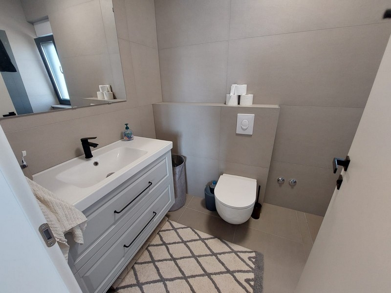 Salle de bains moderne avec douche et WC