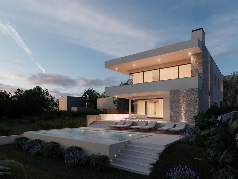 Visualisation 3D de la villa H3793 à Primosten, Dalmatie.