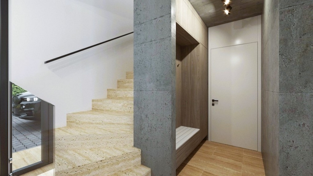 Entrée avec escalier, villa moderne, Croatie