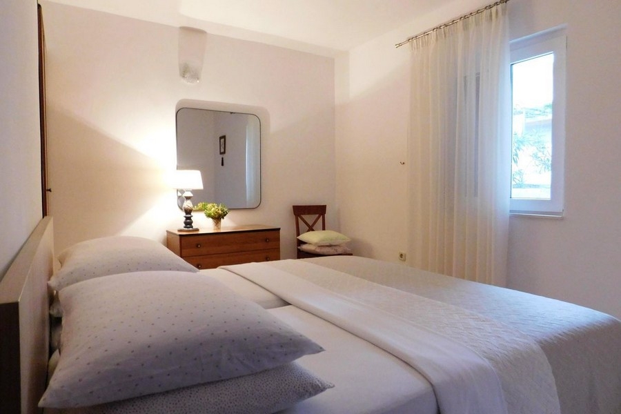 Chambre avec lit double et fenêtre