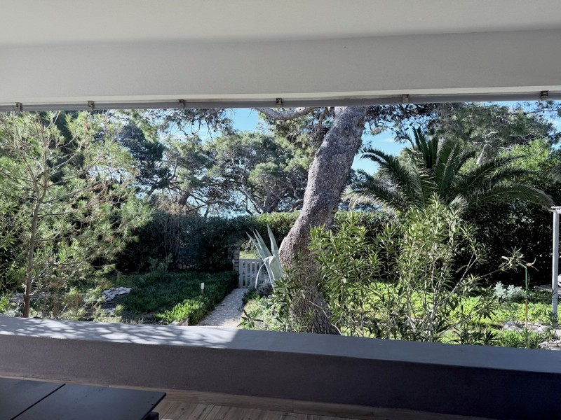 Vue du balcon sur le jardin verdoyant aux arbres anciens et à l'abri des regards