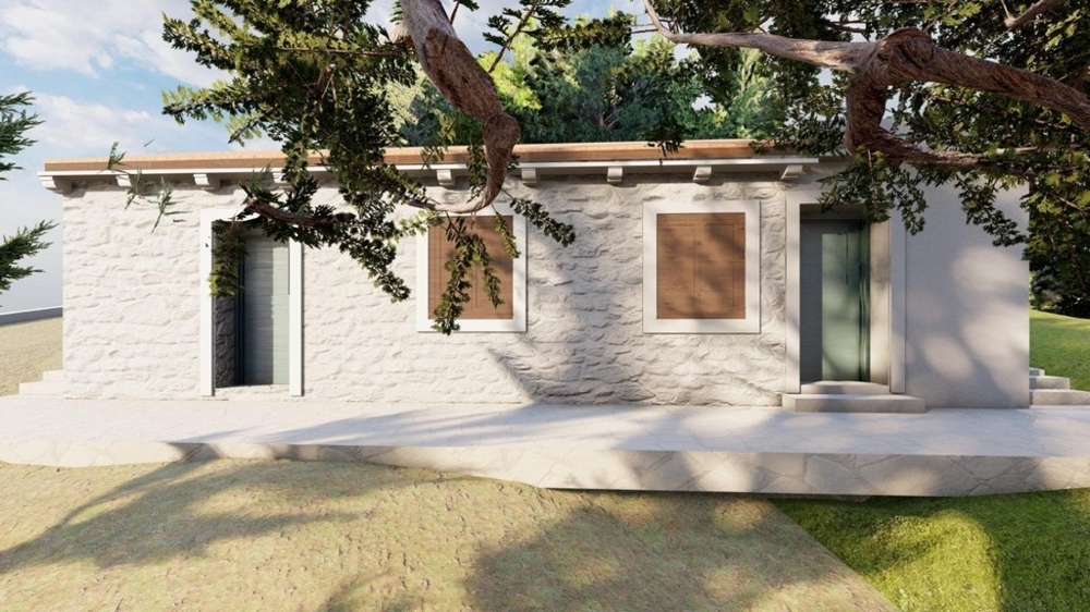 Maison en pierre modernisée à façade méditerranéenne et terrasse