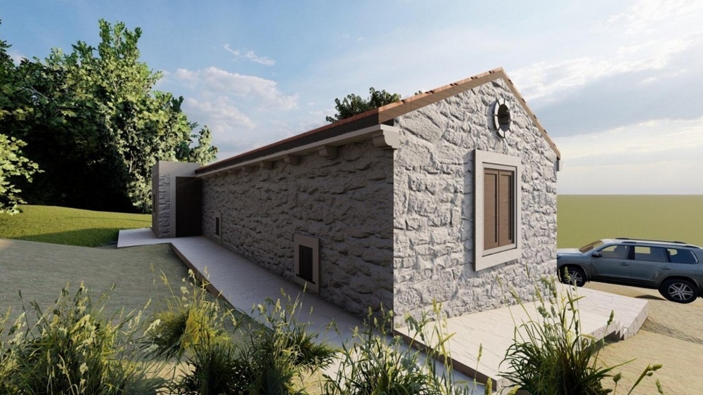 Maison individuelle avec éléments en pierre dans un cadre calme