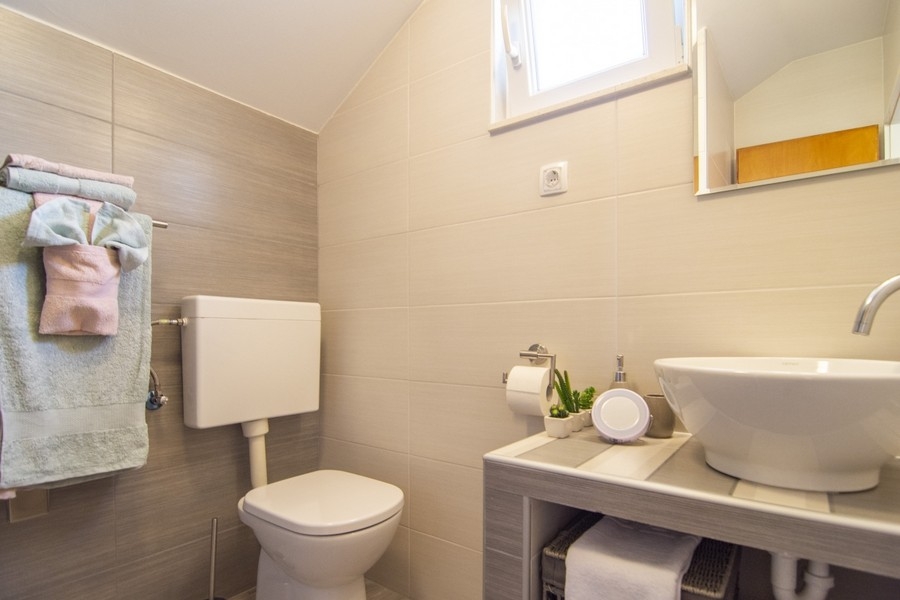 Salle de bains avec WC et lavabo