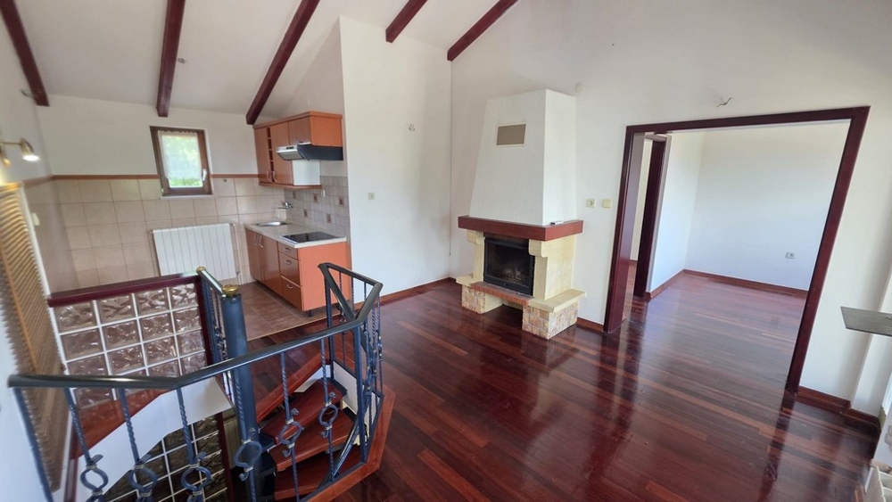 Séjour avec cheminée et parquet