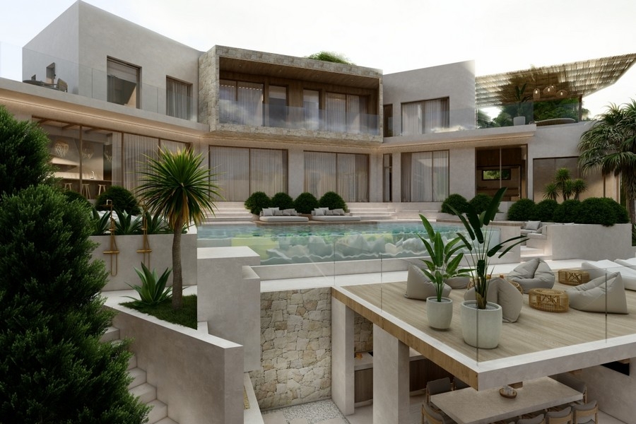 Villa moderne avec piscine et solarium en bord de mer