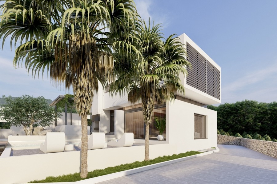 Vue extérieure de la villa moderne neuve en Croatie