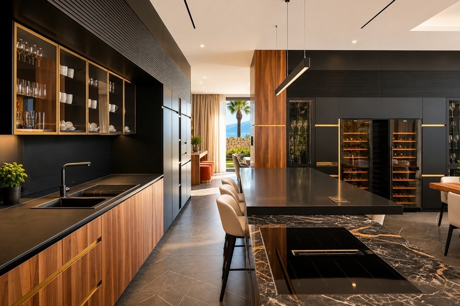 Cuisine moderne avec cave à vin
