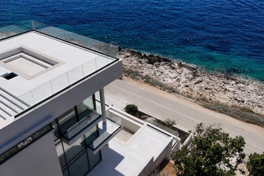 Vue aérienne de la villa sur la côte de Hvar Croatie