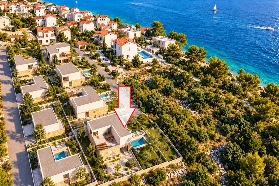 Situation de la villa à Rogoznica près de la mer
