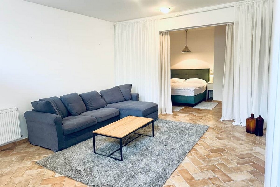 Séjour de l'appartement avec canapé