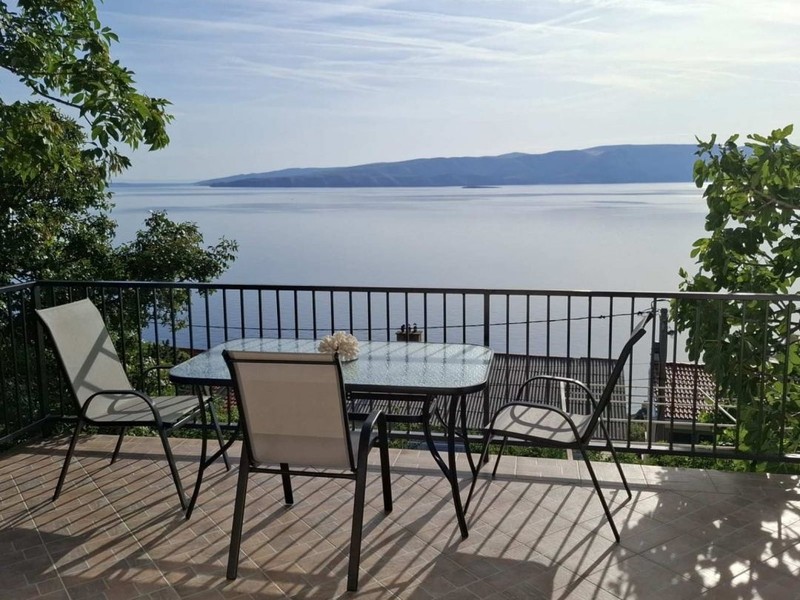 Terrasse avec coin salon et vue mer