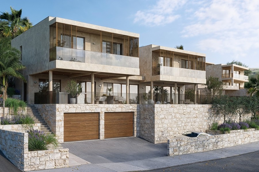 Vue extérieure de la villa avec double garage