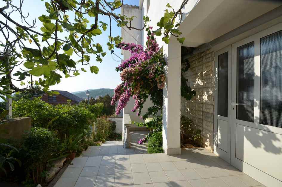 L'espace extérieur des deux maisons jumelées à vendre sur Korcula en Croatie